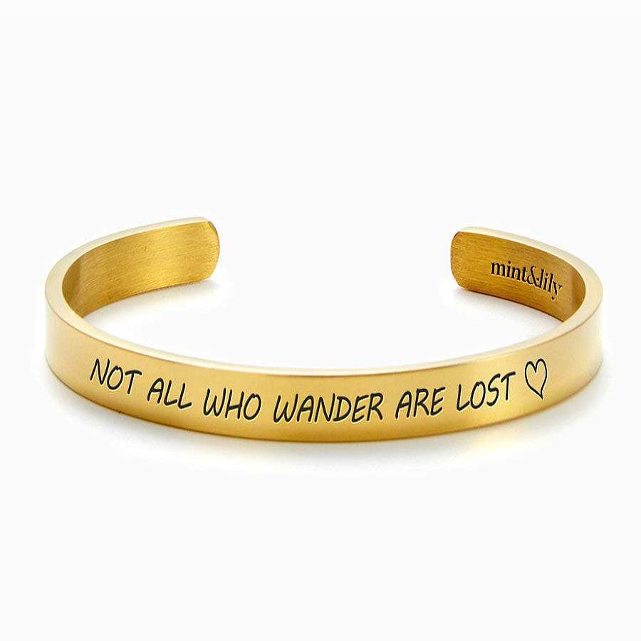 Bracelets & Anklets Coordonné | Not All Who Wander Are Lost External Personalizable Cuff Bracelet 18K Gold Plated