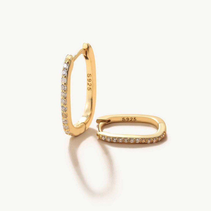 Earrings Coordonné | Square Pave Hoop Earrings Gold