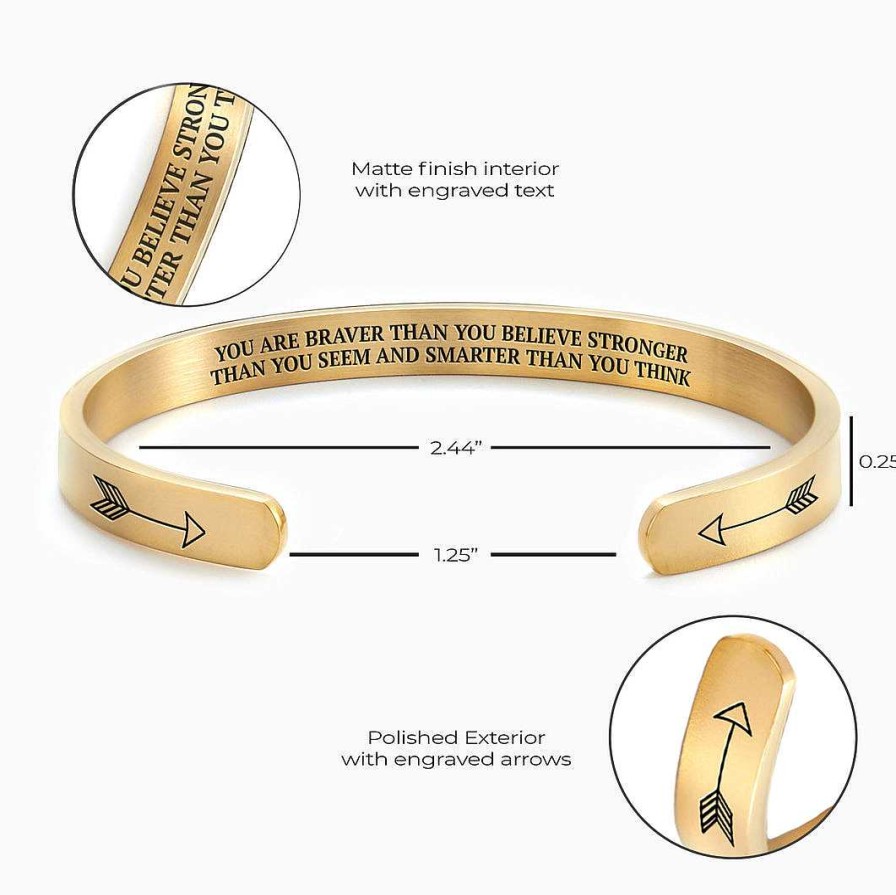 Bracelets & Anklets Coordonné | You Are Braver Than You Believe Stronger Than You Seem And Smarter Than You Think Personalizable Cuff Bracelet 18K Gold Plated