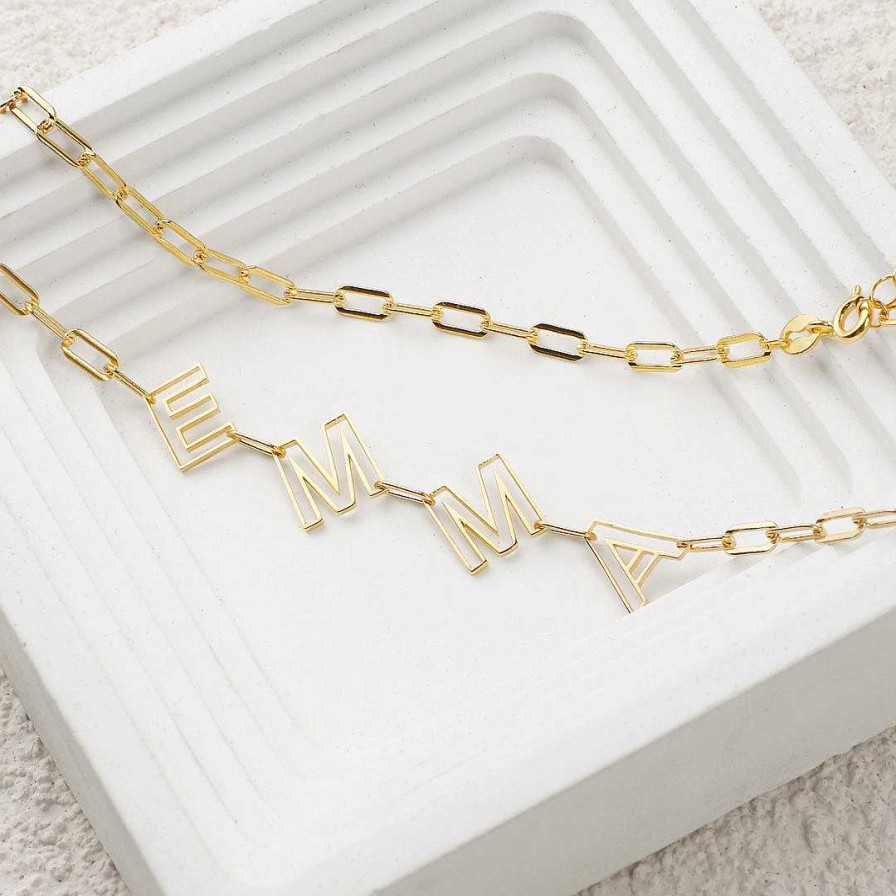 Necklaces Coordonné | Chain Letter Necklace 18K Gold Plated