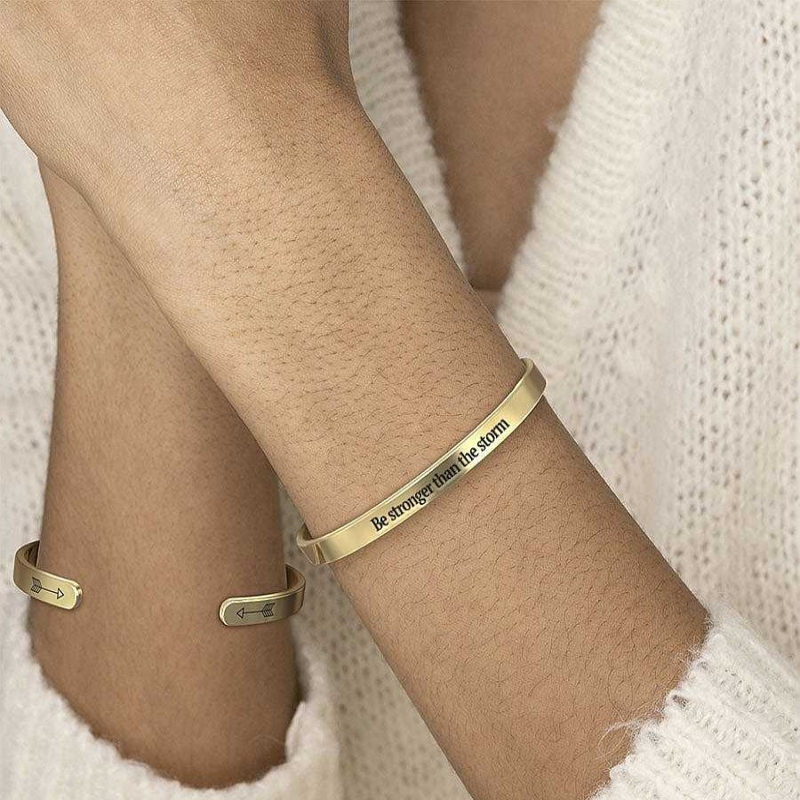 Bracelets & Anklets Coordonné | Stronger Than The Storm Personalizable Cuff Bracelet 18K Gold Plated