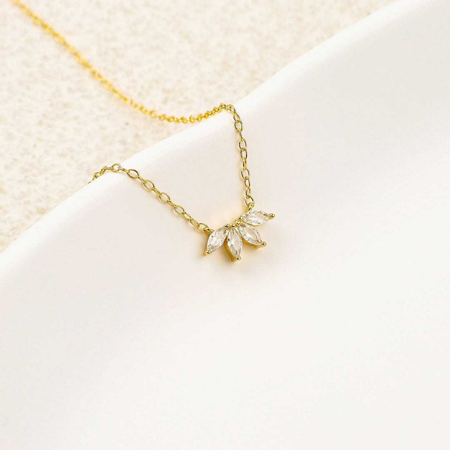 Necklaces Coordonné | Marquise Diamond Necklace 18K Gold Over Sterling Silver