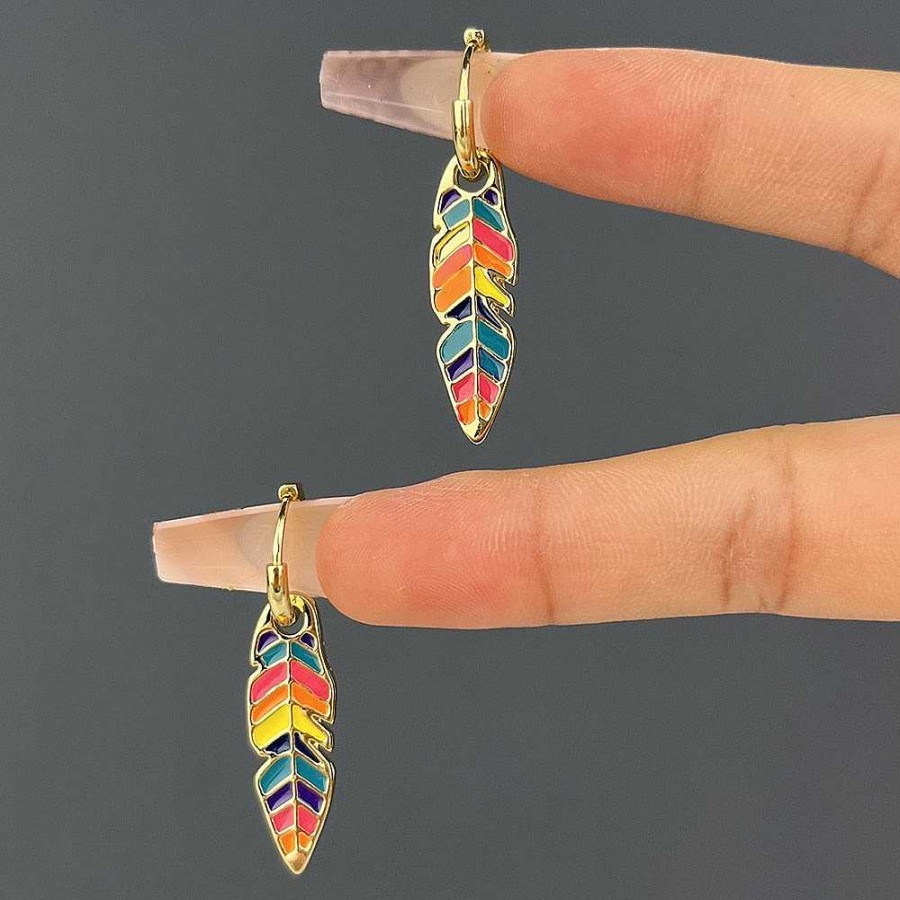 Earrings Coordonné | Rainbow Feather Earrings