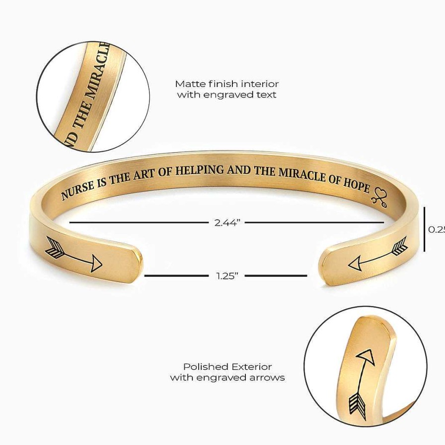 Bracelets & Anklets Coordonné | Nurse Is The Art Of Helping Personalizable Cuff Bracelet 18K Gold Plated