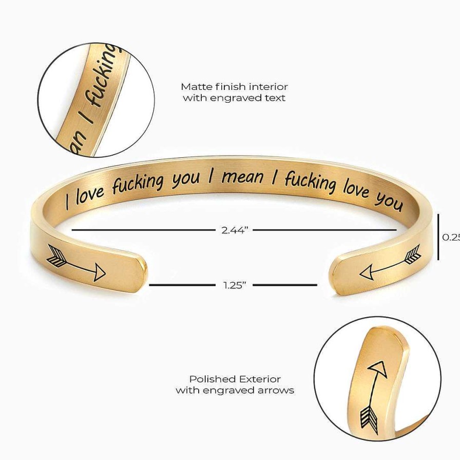 Bracelets & Anklets Coordonné | I Love Fucking You I Mean I Fucking Love You Personalizable Cuff Bracelet 18K Gold Plated