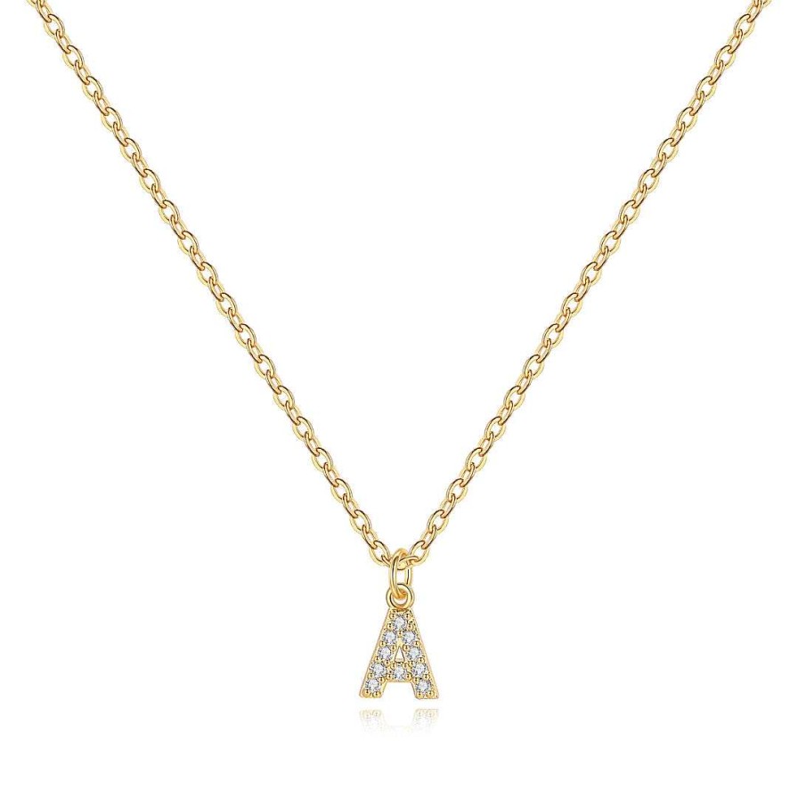 Necklaces Coordonné | Pave Uppercase Initial Necklace 18K Gold Plated