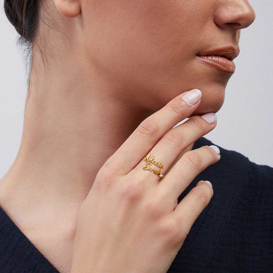 Rings Coordonné | Besties Double Name Ring 18K Gold Plated