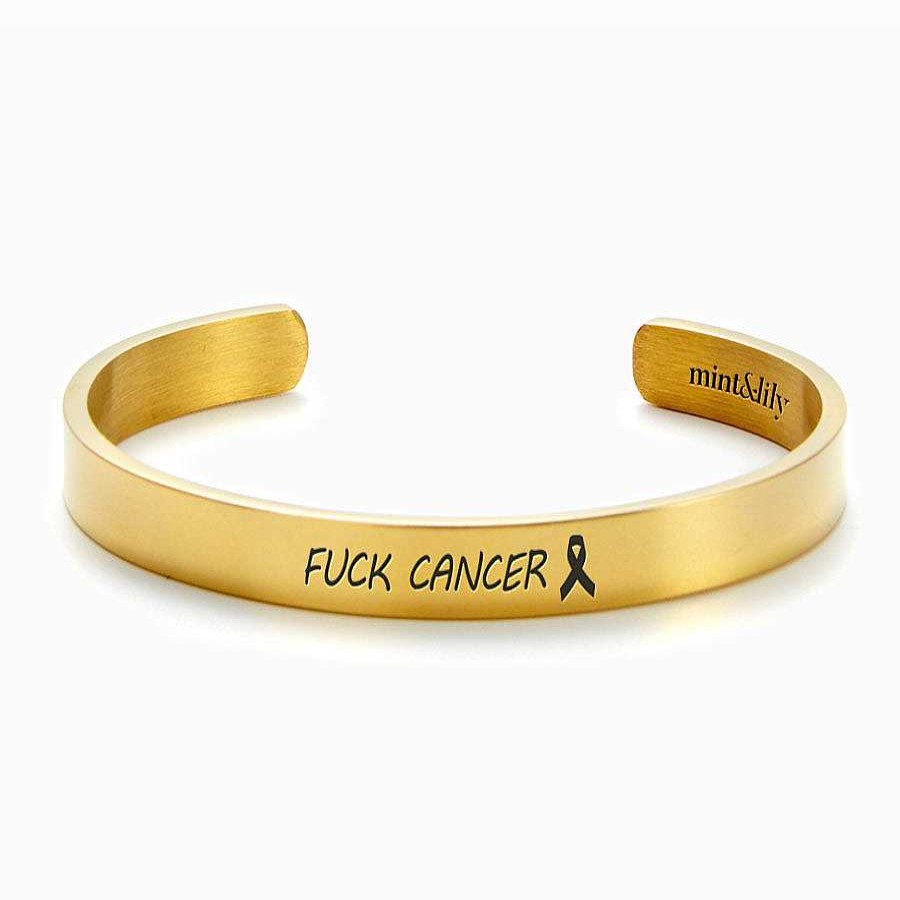 Bracelets & Anklets Coordonné | Fuck Cancer External Personalizable Cuff Bracelet 18K Gold Plated