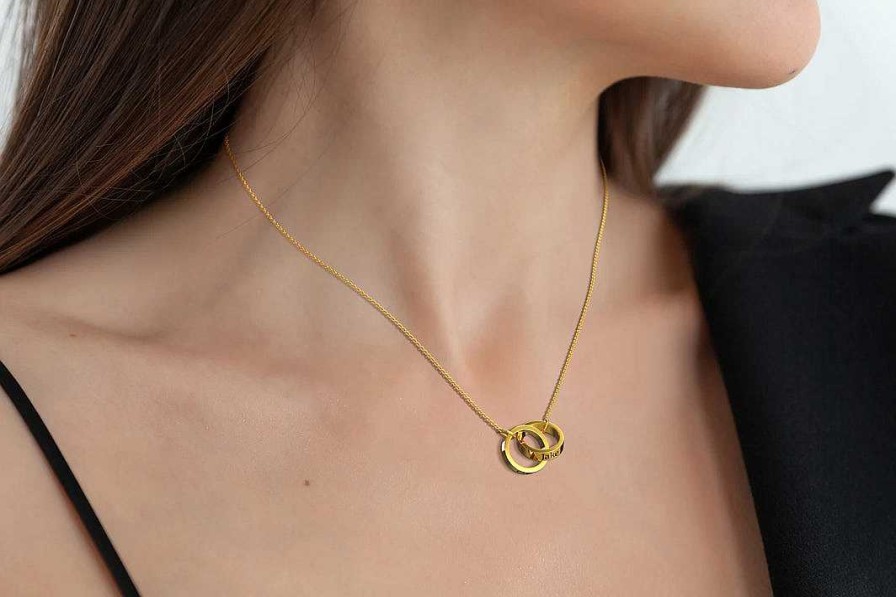 Necklaces Coordonné | Double Name Ring Necklace 18K Gold Plated