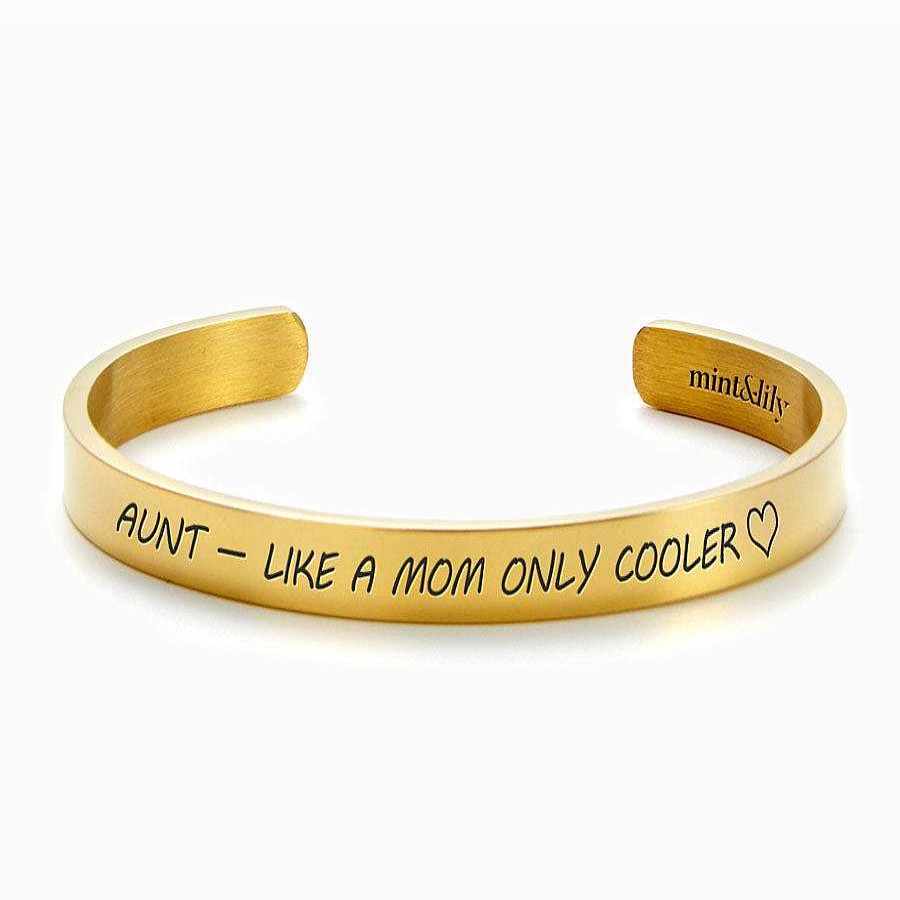 Bracelets & Anklets Coordonné | Aunt - Like A Mom Only Cooler External Personalizable Cuff Bracelet 18K Gold Plated