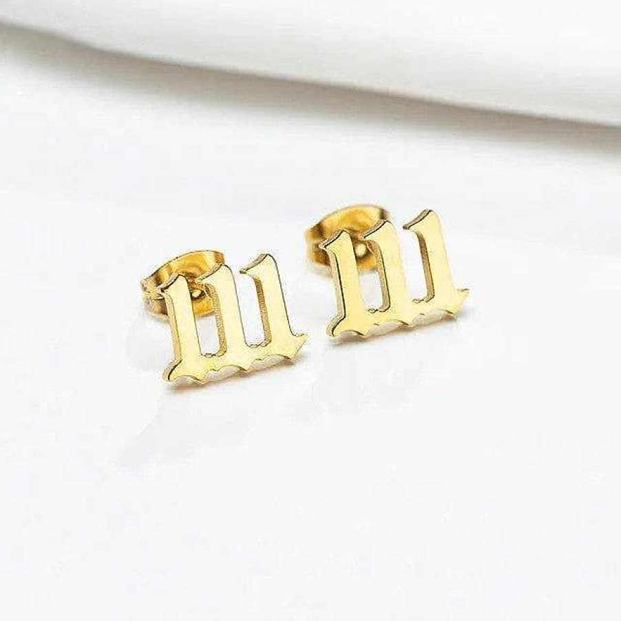 Earrings Coordonné | Tiny Angel Number Earrings 18K Gold Plated