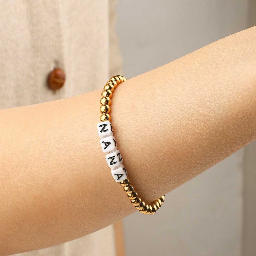 Bracelets & Anklets Coordonné | Custom Waterproof Gold Beaded Friendship Bracelet White