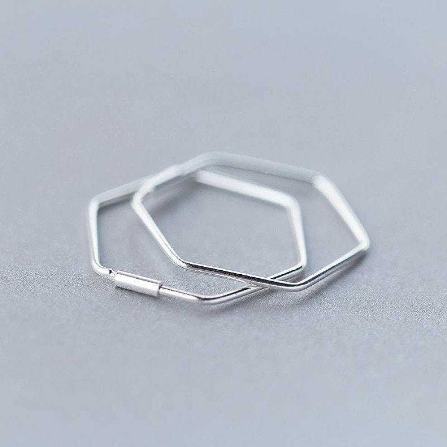 Earrings Coordonné | Hexagon Hoop Earrings Silver