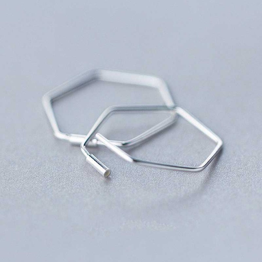 Earrings Coordonné | Hexagon Hoop Earrings Silver