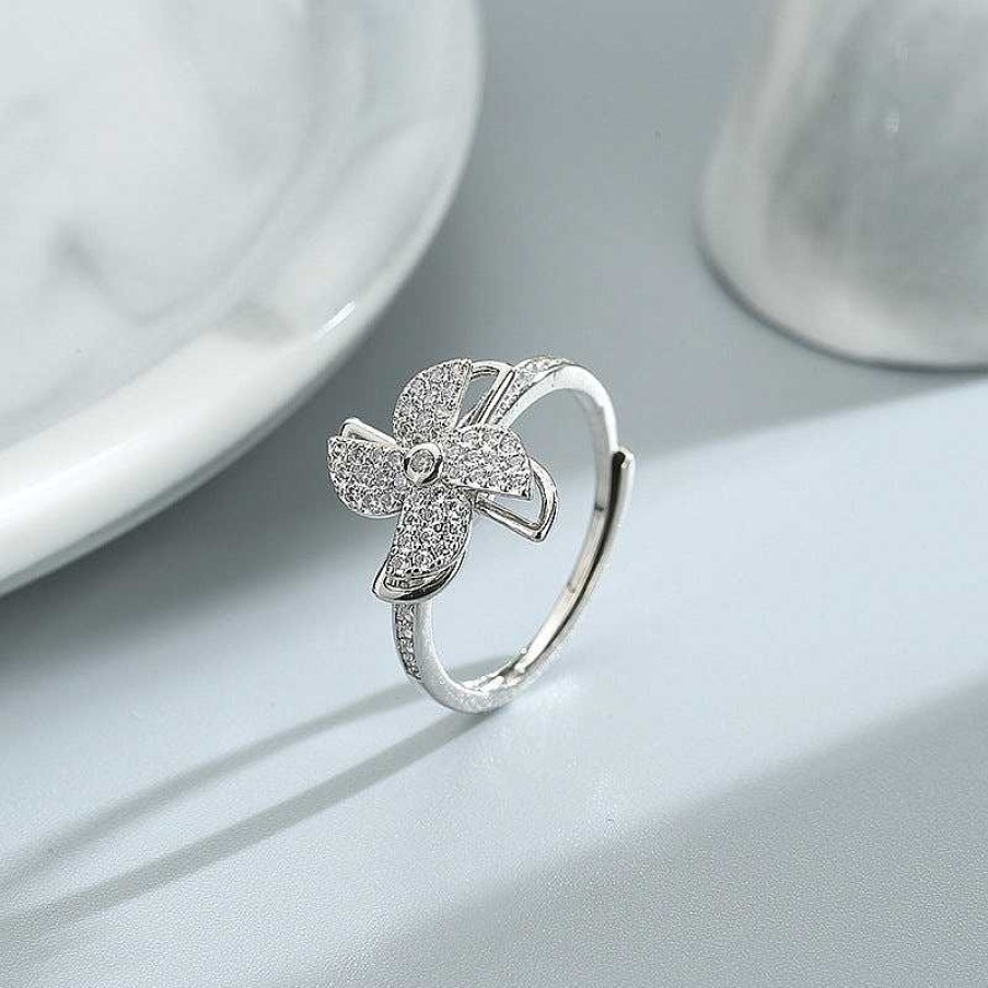 Rings Coordonné | Adjustable Windmill Spinning Fidget Ring Silver