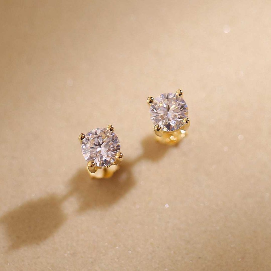 Earrings Coordonné | 4Mm Classic Solitaire Studs Gold