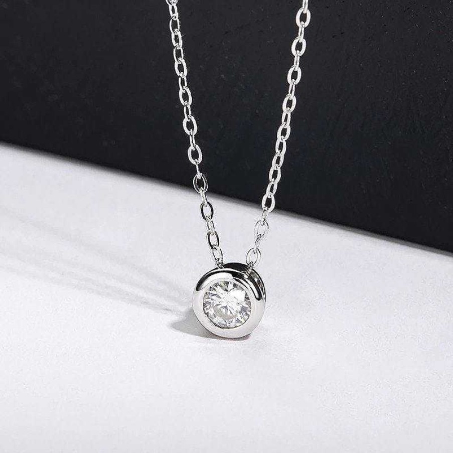 Necklaces Coordonné | Moissanite Bubble Solitaire Necklace 18K Gold Vermeil