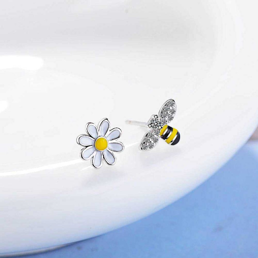 Earrings Coordonné | Tiny Asymmetric Honey Bee Earrings