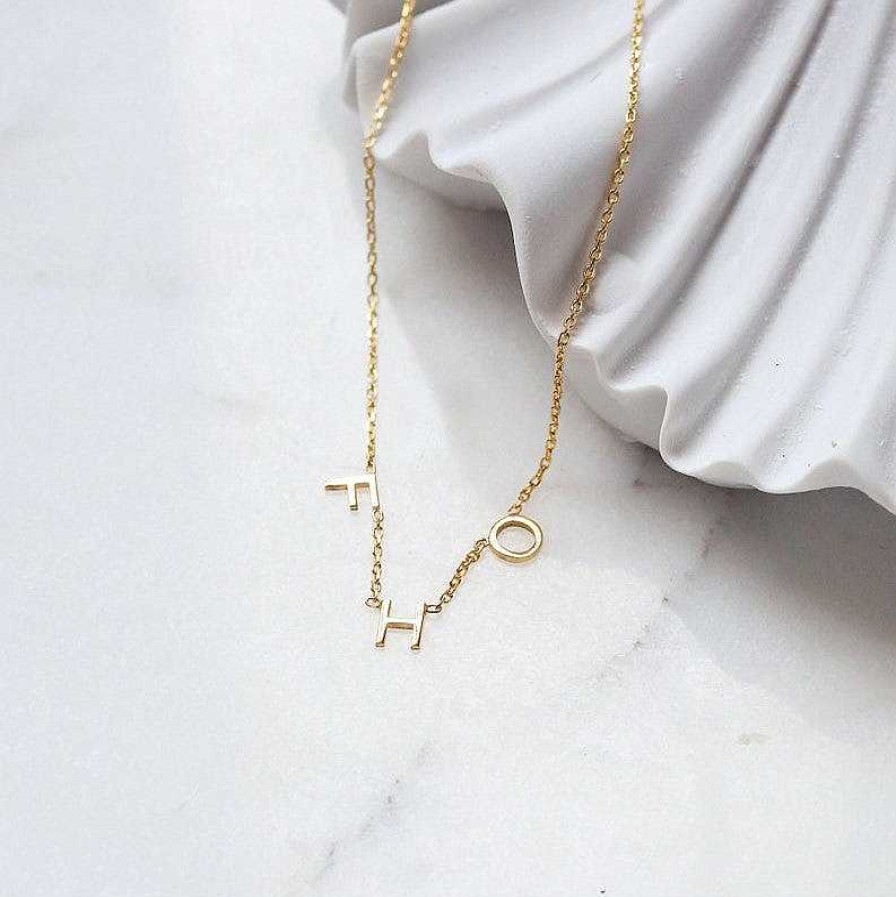 Necklaces Coordonné | Spaced Letter Name Necklace 18K Gold Plated