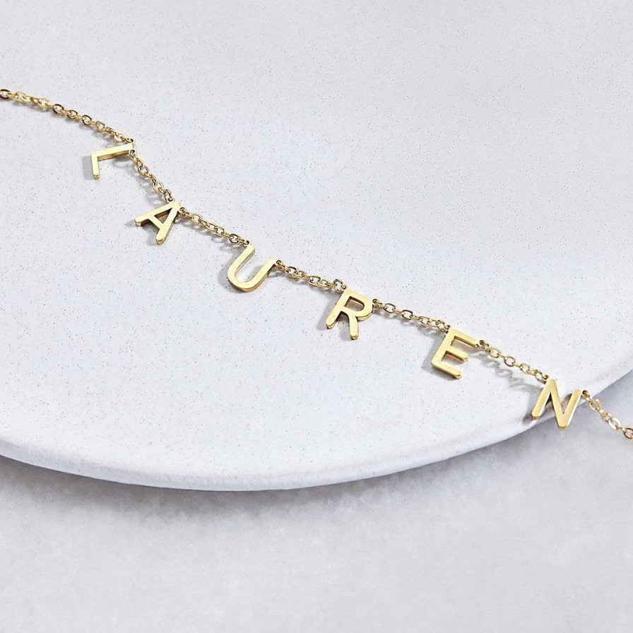 Necklaces Coordonné | Custom Letter Name Necklace 18K Gold Plated