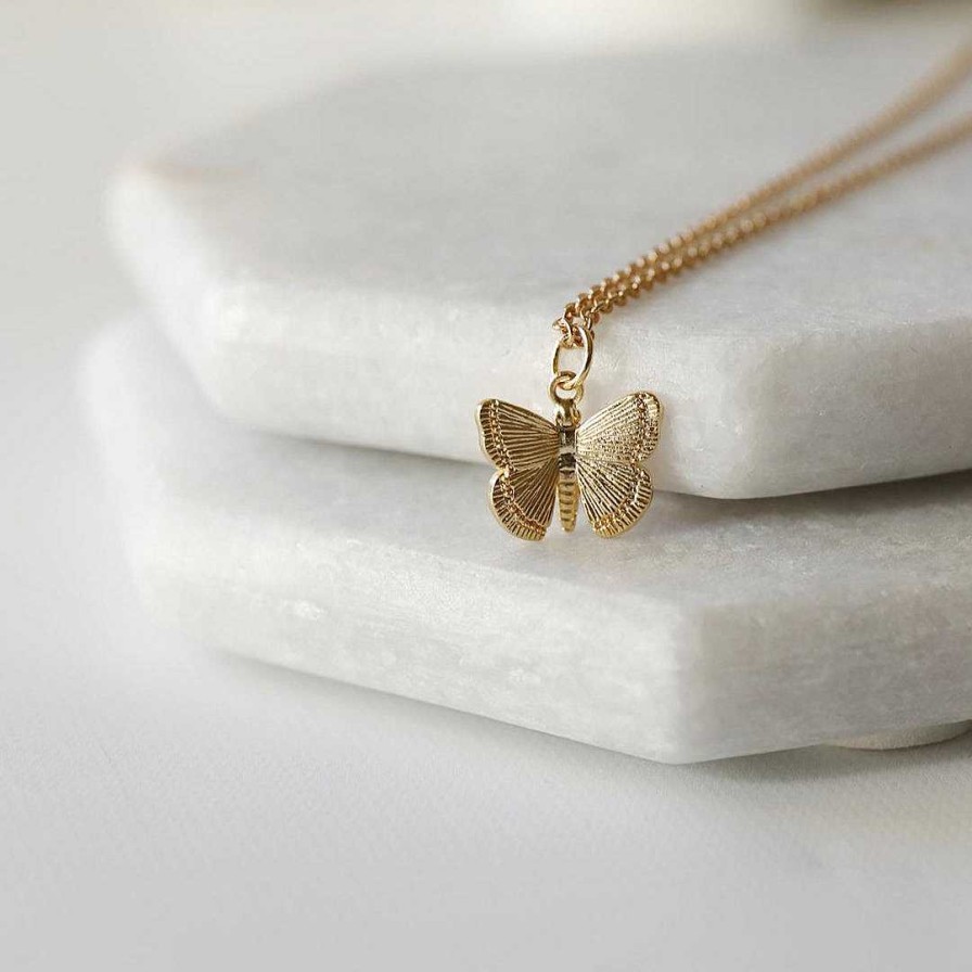 Necklaces Coordonné | Butterfly Pendant Necklace Gold