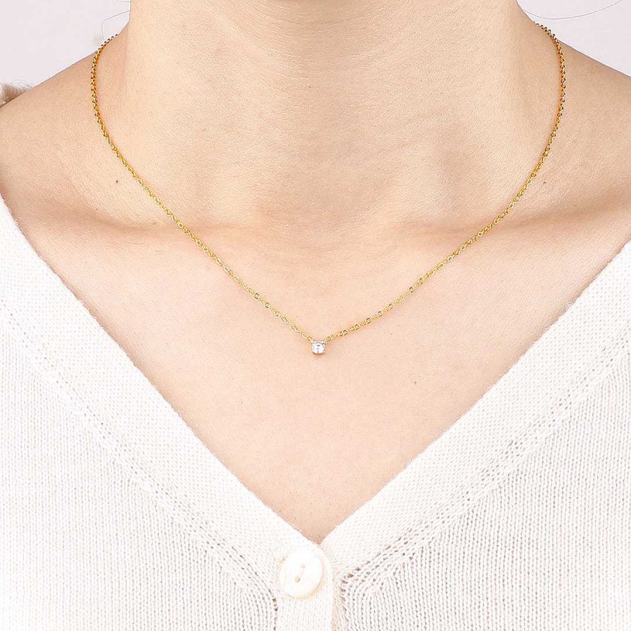 Necklaces Coordonné | Dainty Diamond Necklace 18K Gold Over Sterling Silver