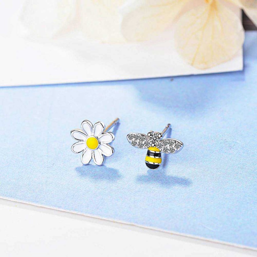 Earrings Coordonné | Tiny Asymmetric Honey Bee Earrings