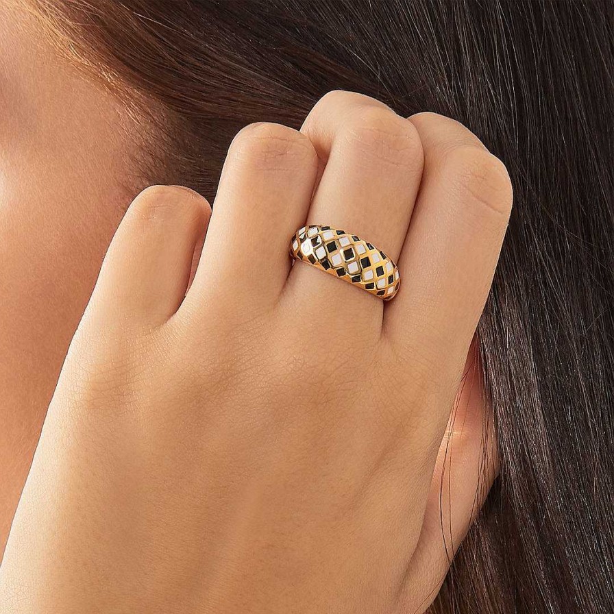 Rings Coordonné | Checkerboard Ring 18K Gold Plated