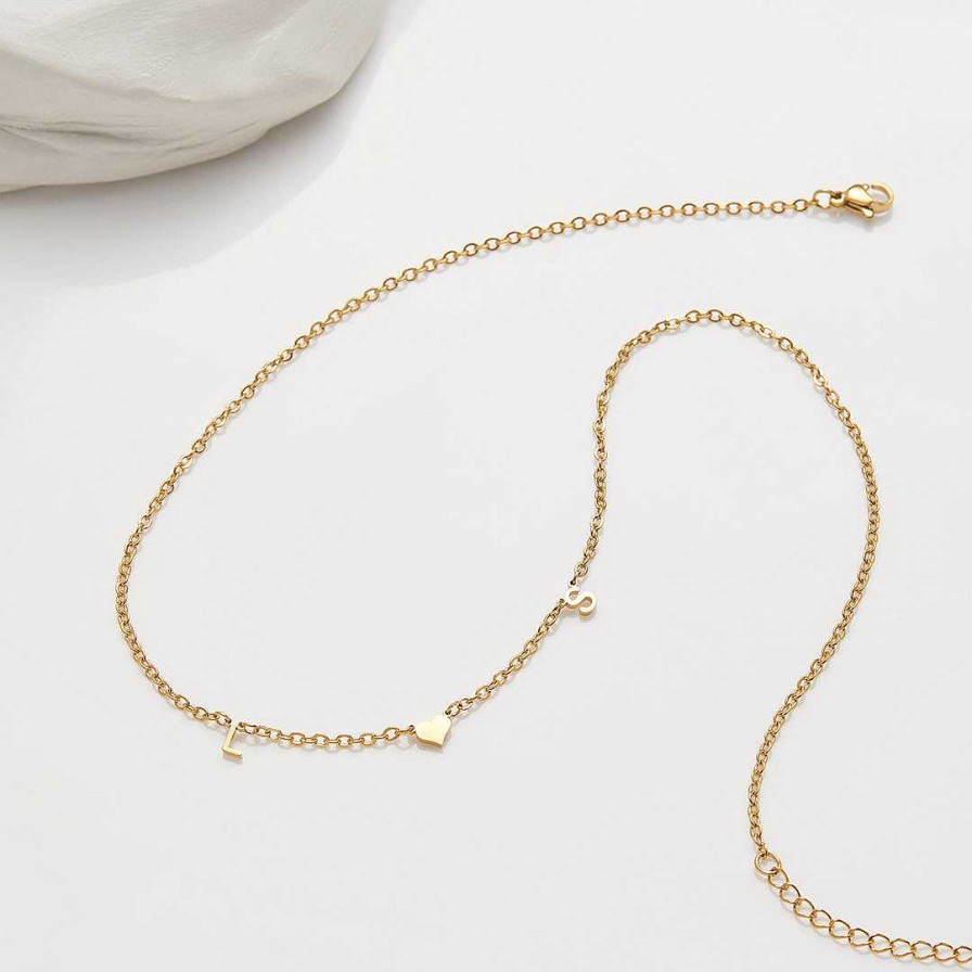 Necklaces Coordonné | One Heart Initial Necklace 18K Gold Plated