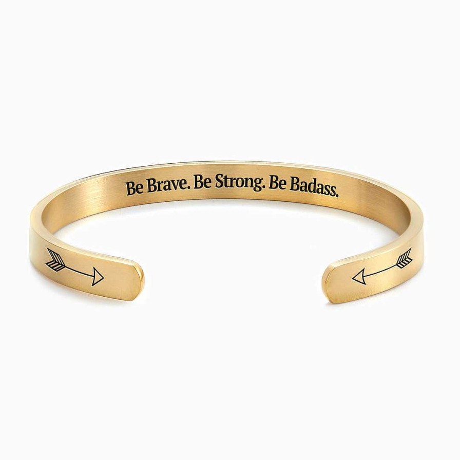 Bracelets & Anklets Coordonné | Be Brave. Be Strong. Be Badass. Personalizable Cuff Bracelet 18K Gold Plated