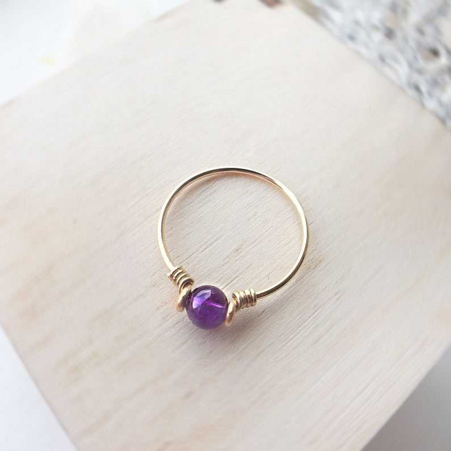 Rings Coordonné | Dainty Round Birthstone Spinning Fidget Ring 18K Gold Plated