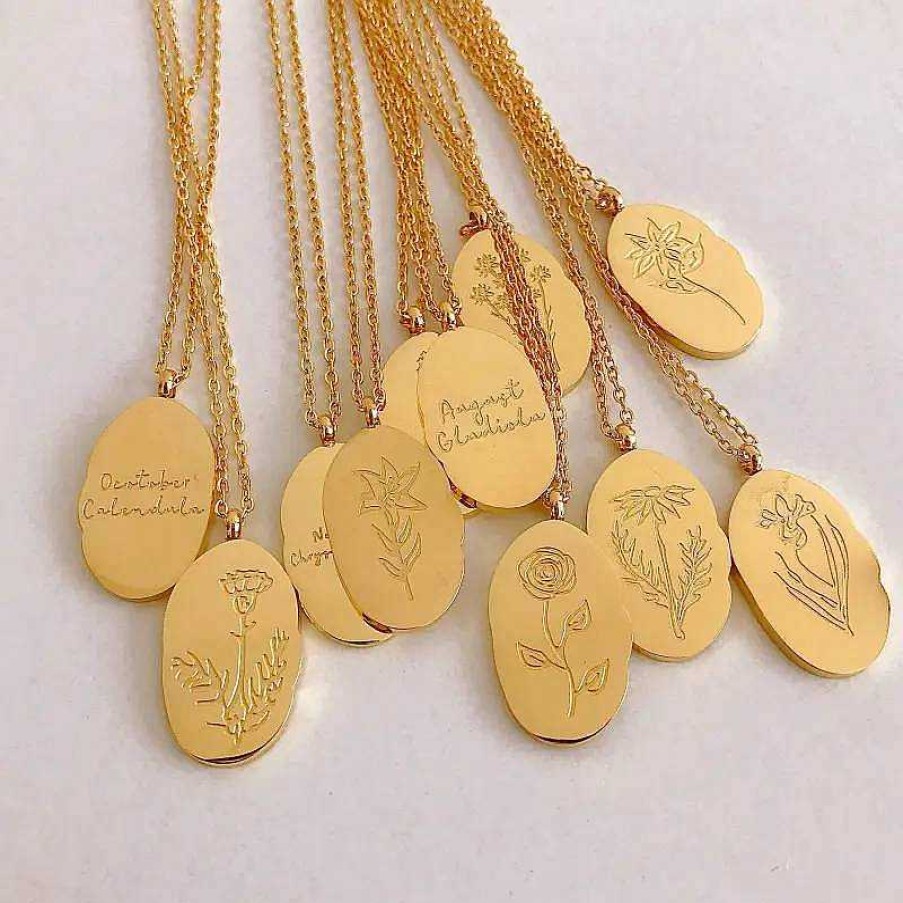 Necklaces Coordonné | Gold Birth Flower Pendant Necklace