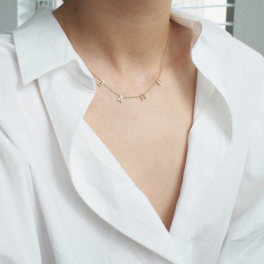 Necklaces Coordonné | Spaced Letter Name Necklace 18K Gold Plated