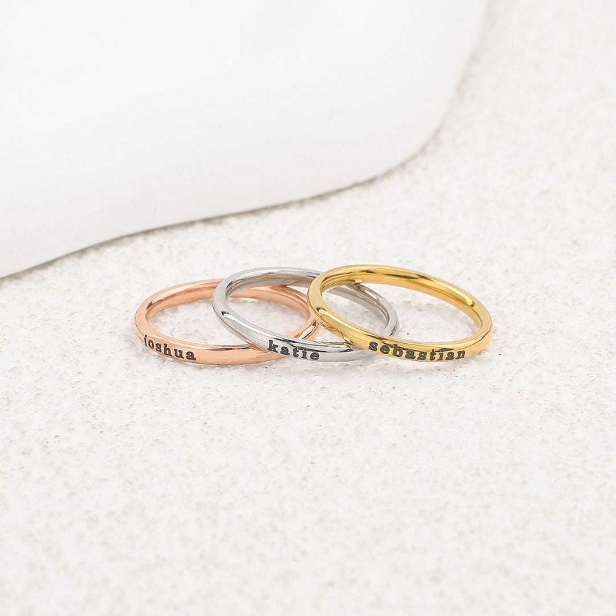 Rings Coordonné | Tiny Stackable Name Ring 18K Gold Plated