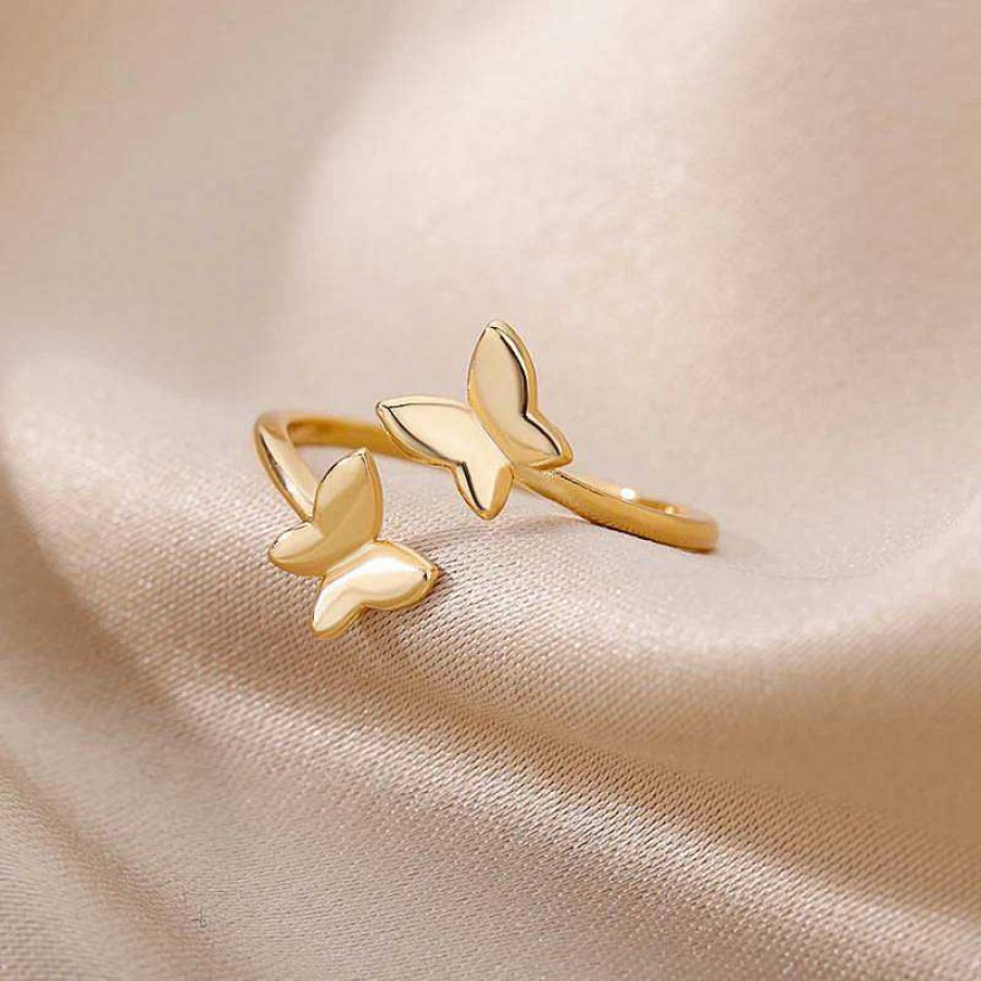 Rings Coordonné | Adjustable Butterfly Ring Gold