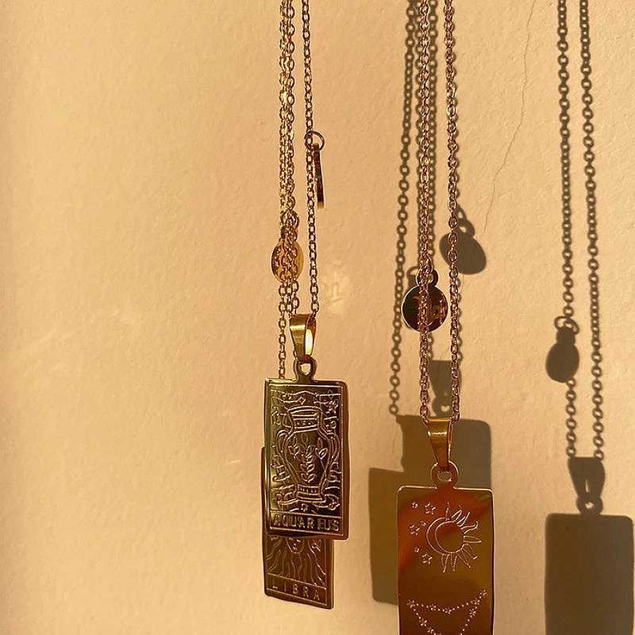 Necklaces Coordonné | Zodiac Card Necklace 18K Gold Plated