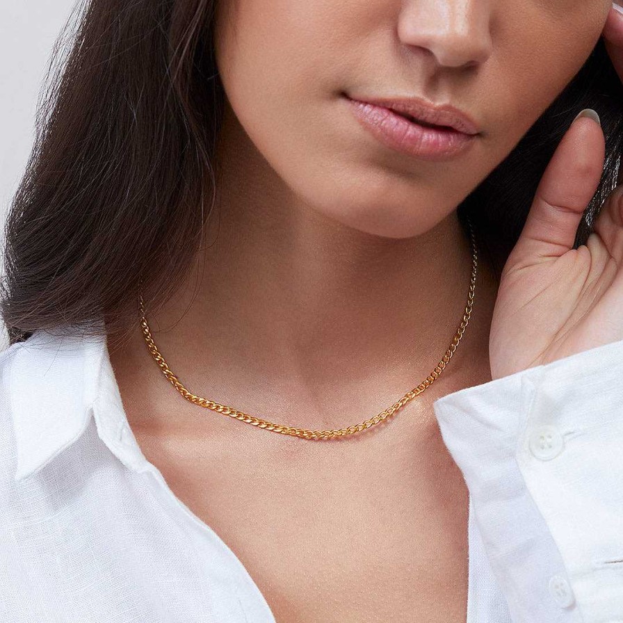 Necklaces Coordonné | Cuban Flat Necklace 18K Gold Plated