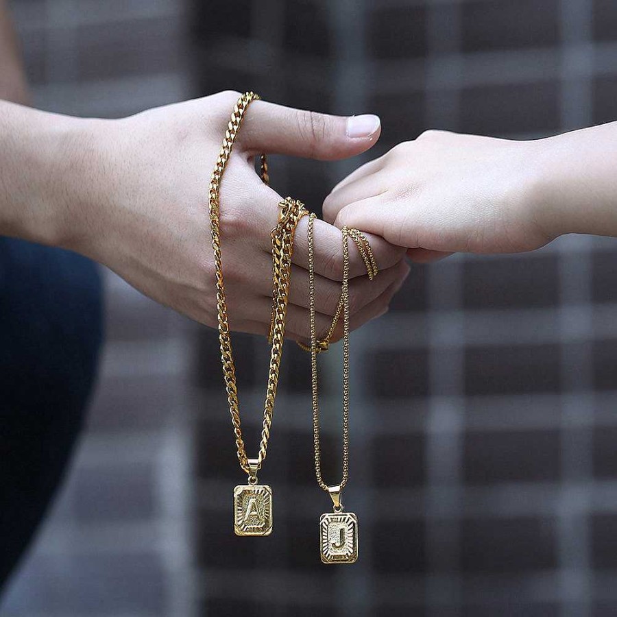 Necklaces Coordonné | Initial Card Pendant Necklace 18K Gold Plated