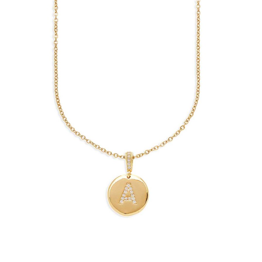 Necklaces Coordonné | Pave Initial Pendant Necklace 18K Gold Plated