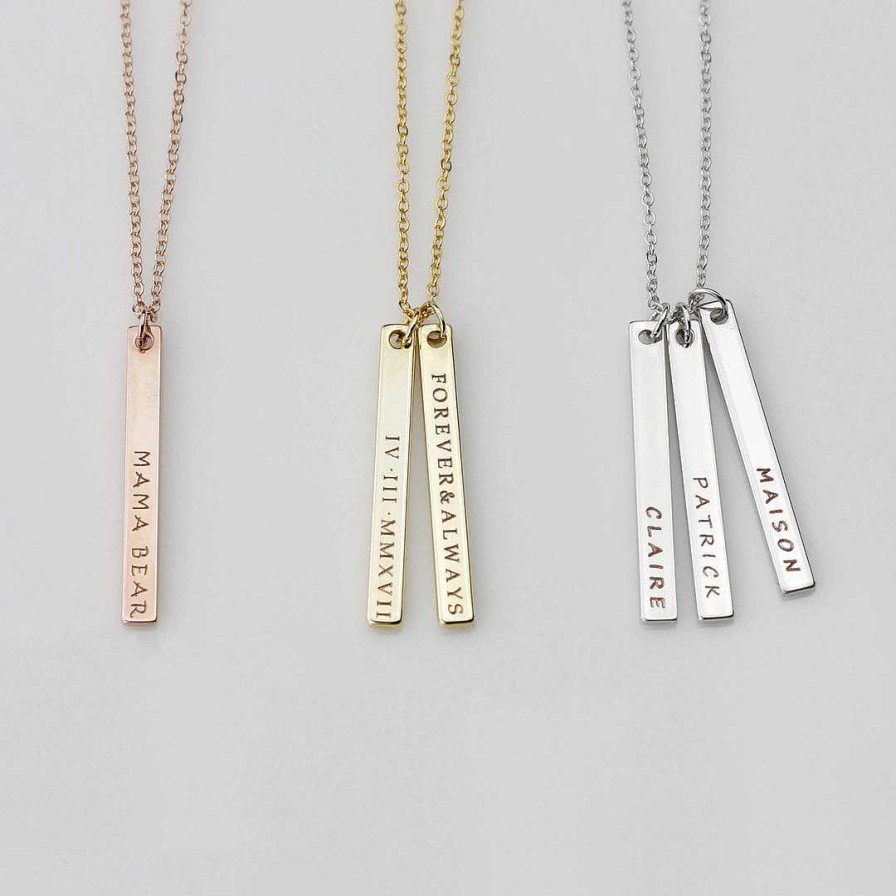 Necklaces Coordonné | Personalized Bar Necklace 18K Gold Plated