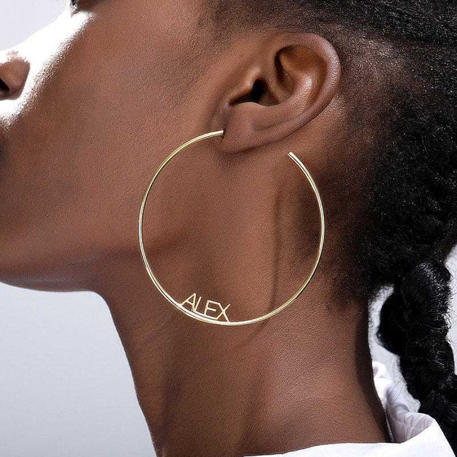 Earrings Coordonné | Personalized Name Hoop Earrings 18K Gold Plated